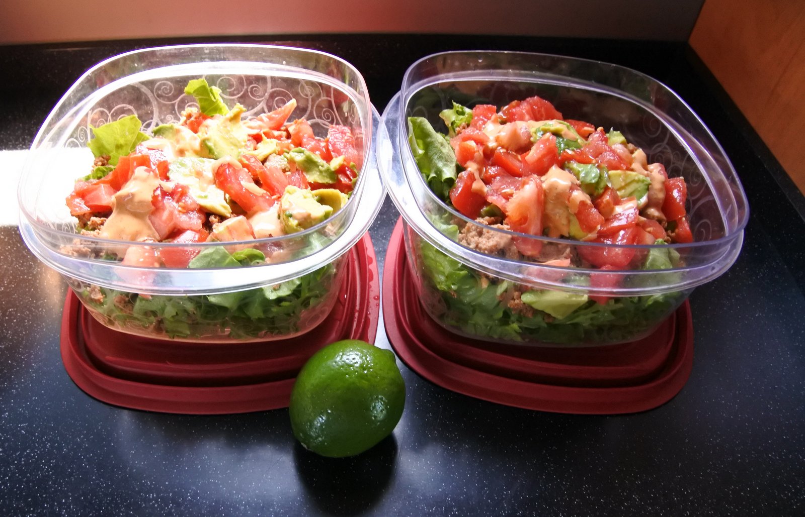 layer salad in individual containers