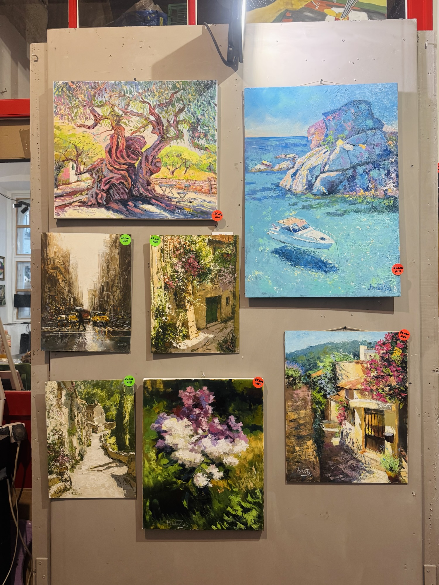 Paintings in Budapest hidden art studio
