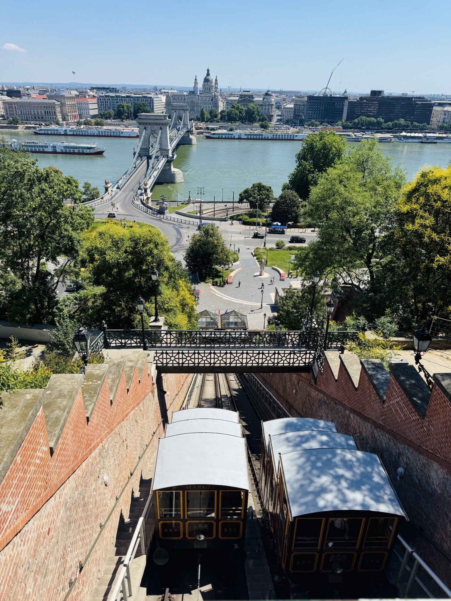 Rail cars over the Danube River