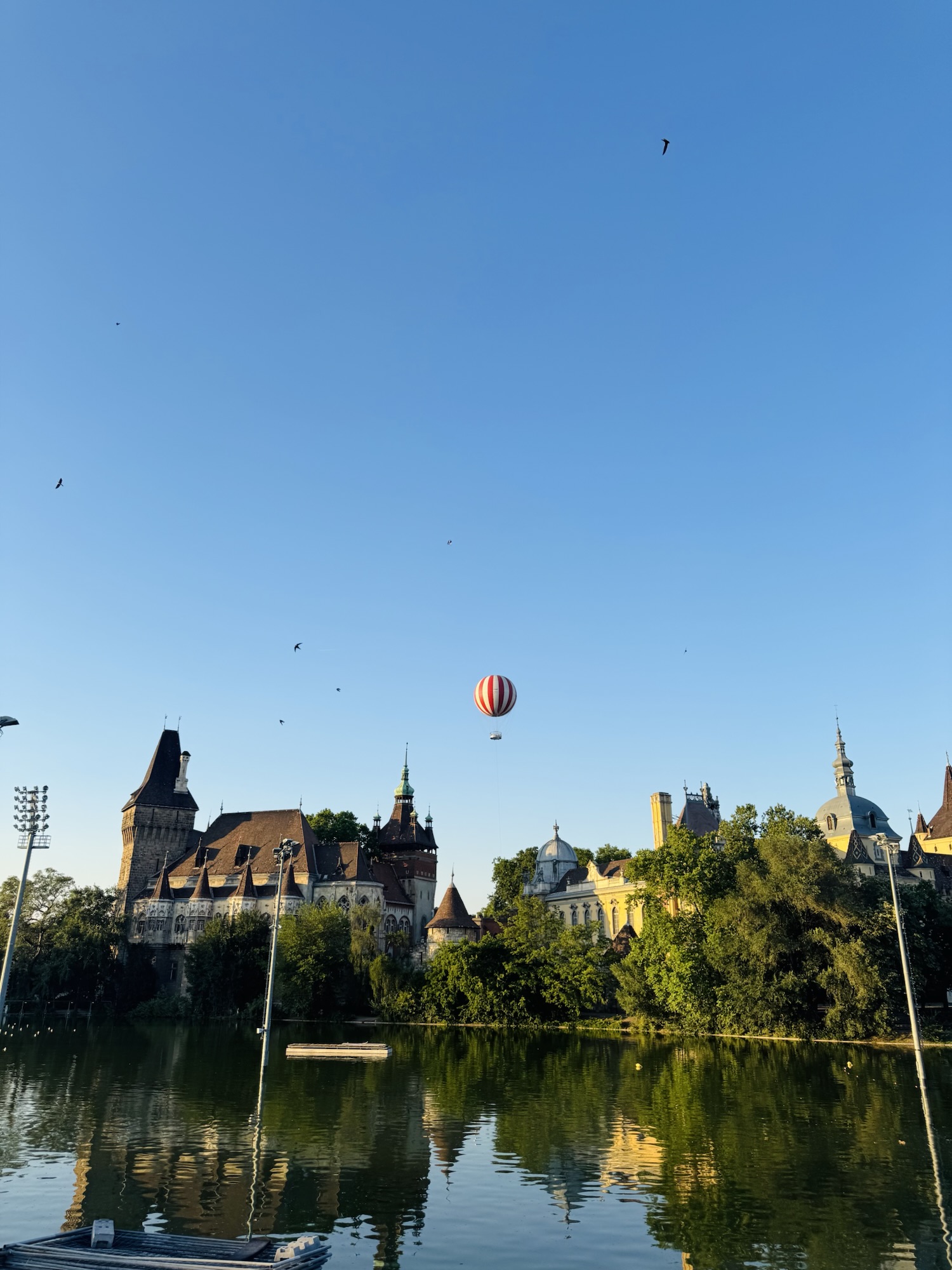 Vajdahunyad Castle and Hot Air Balloon in city park