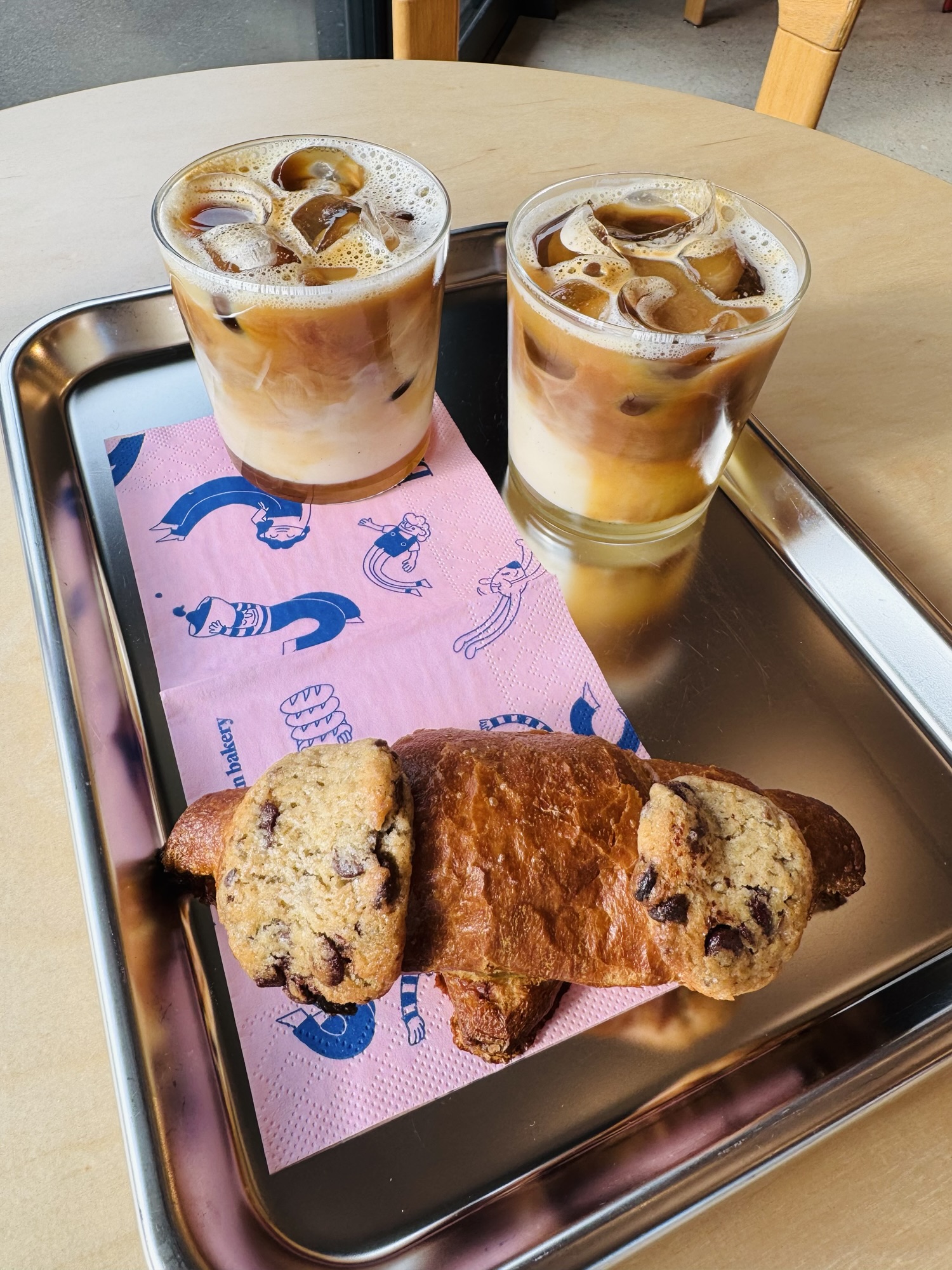 Crookie and vanilla lattes from Bakery Bakery in Lucerne