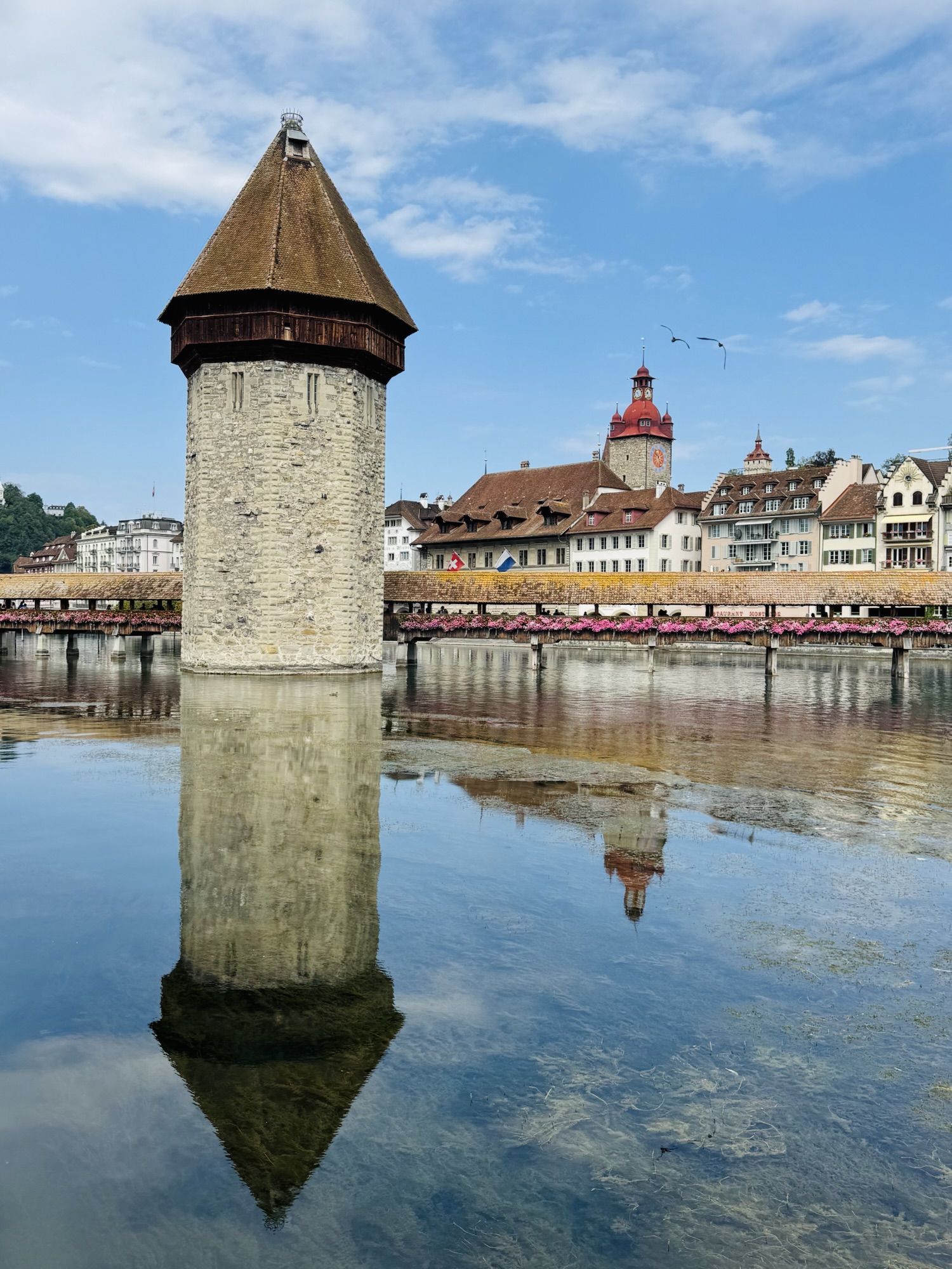 Chapel Bridge (Kapellbrücke) & Water Tower in Lucerne Switzerland
