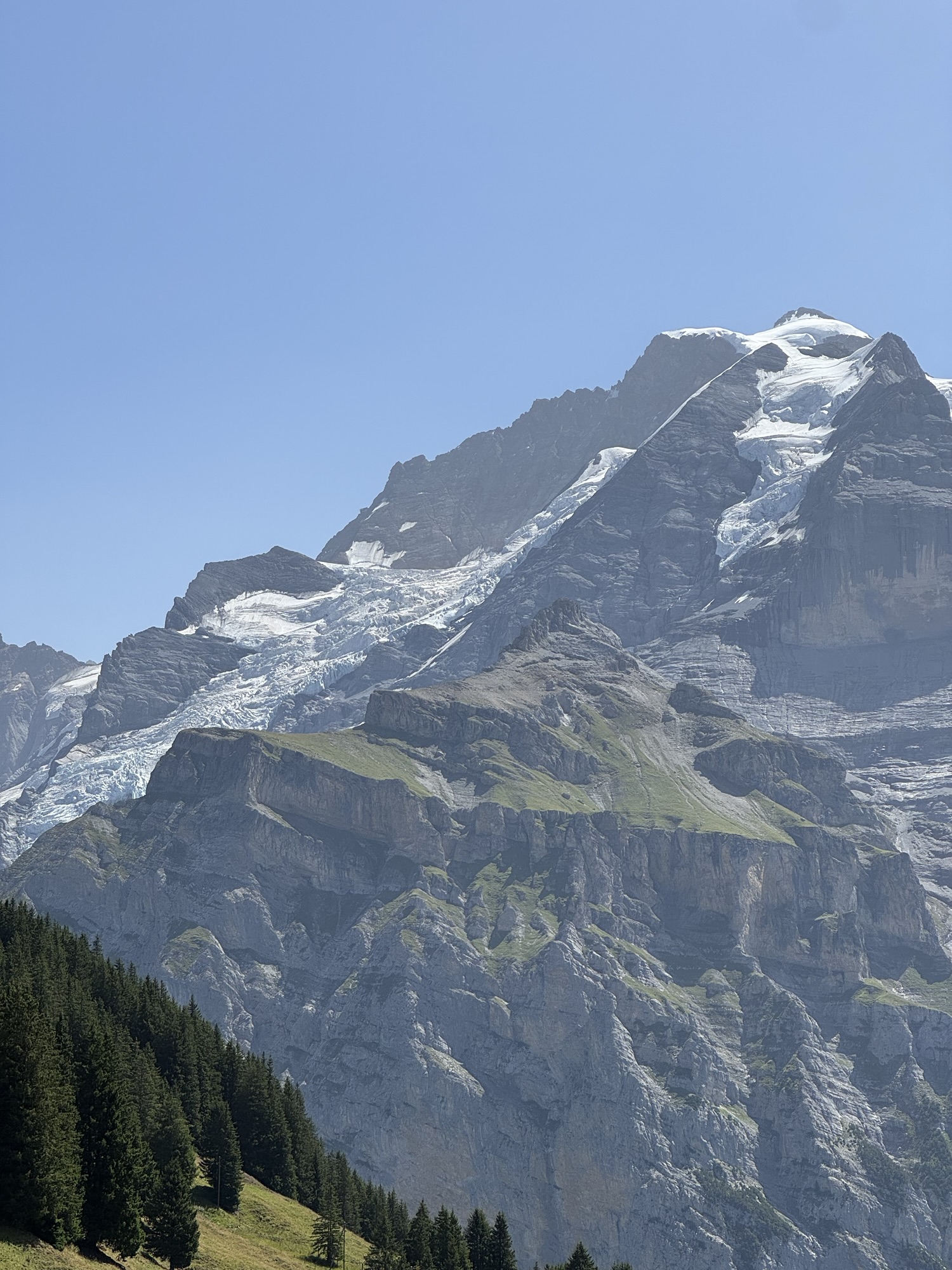 Mannlichen peak from the Northface Trail in Murren Switzerland