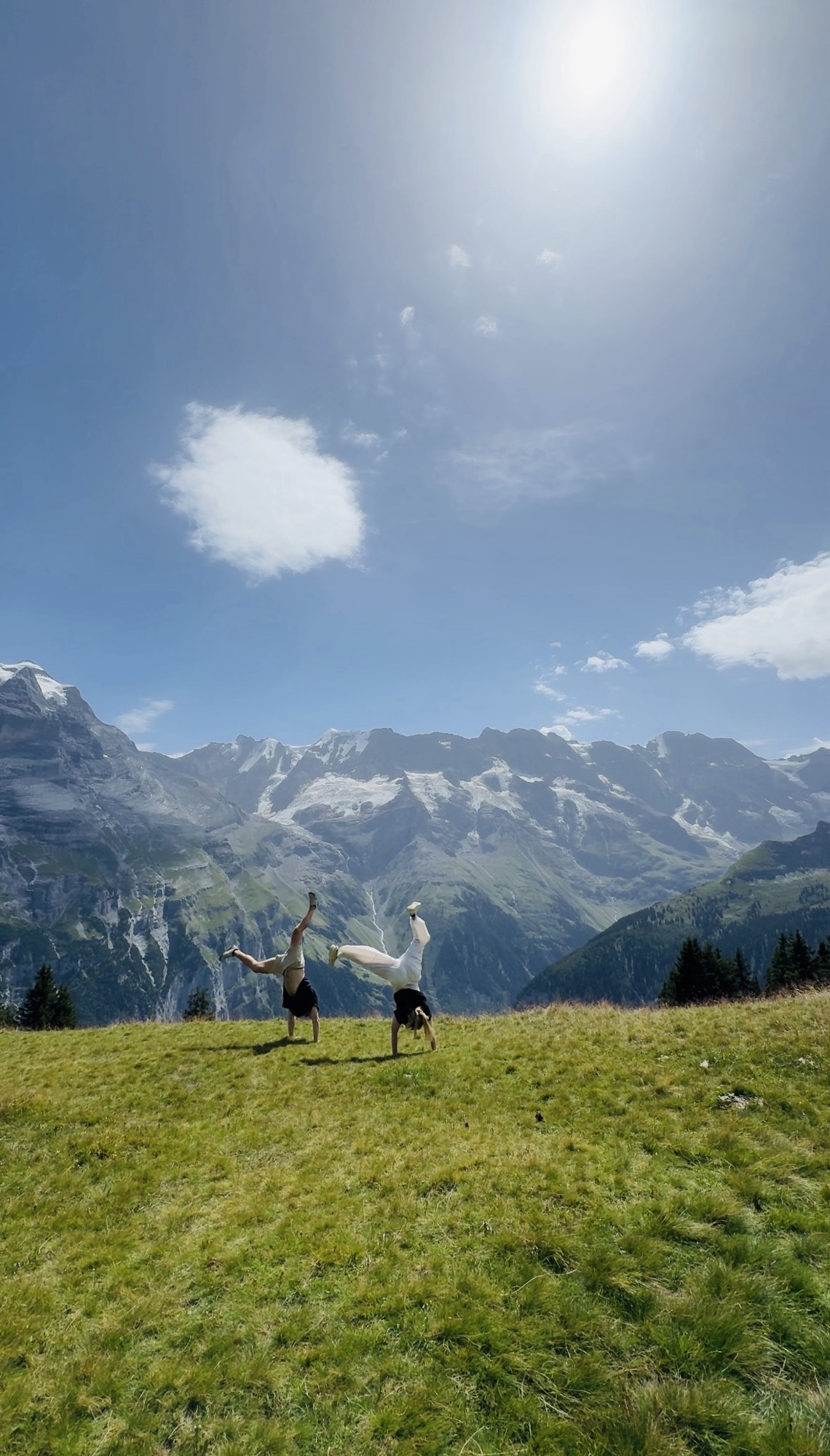 Cartwheels on The North Face trail in Murren Switzerland