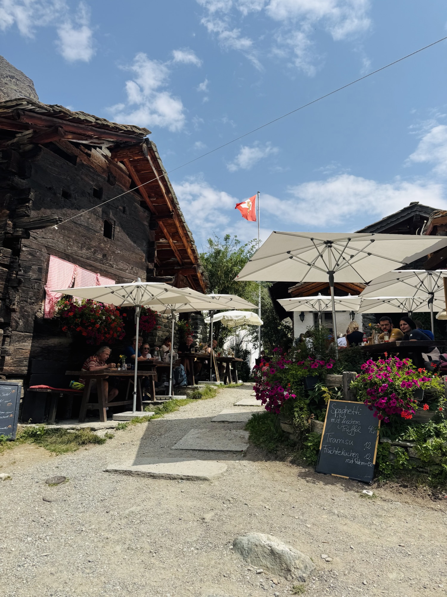 Restaurant in village of Zmutt in Switzerland