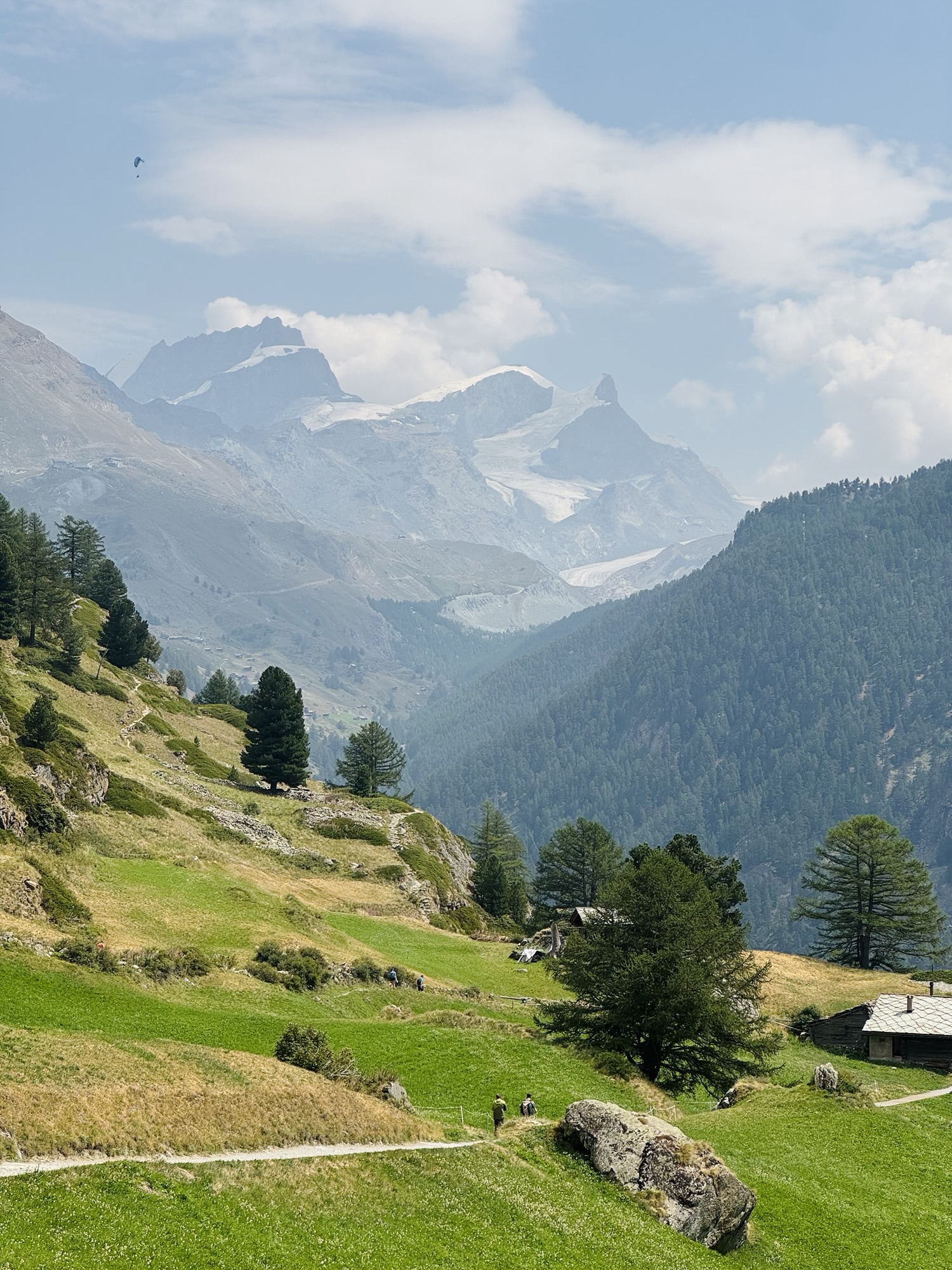 View on Zmutt Hamlet hiking path in Zermatt Switzerland