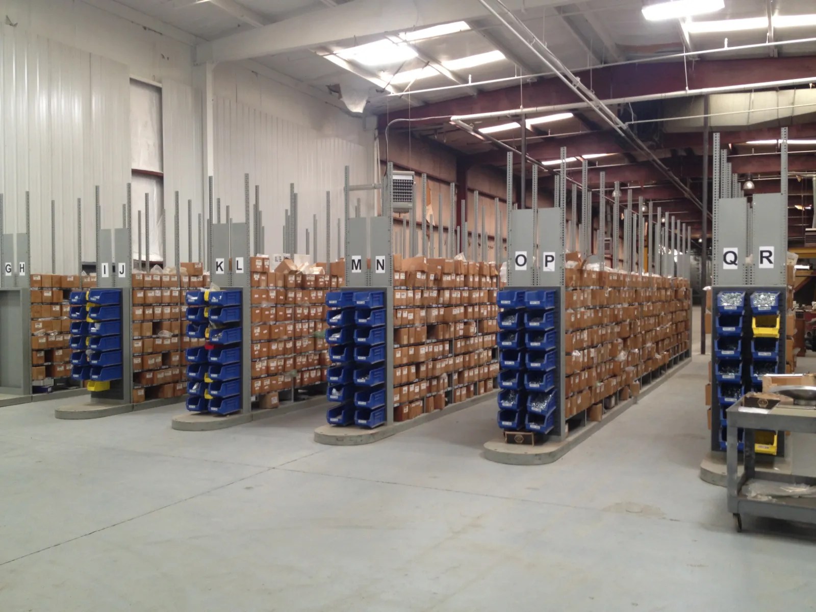 Warehouse with organized inventory racks