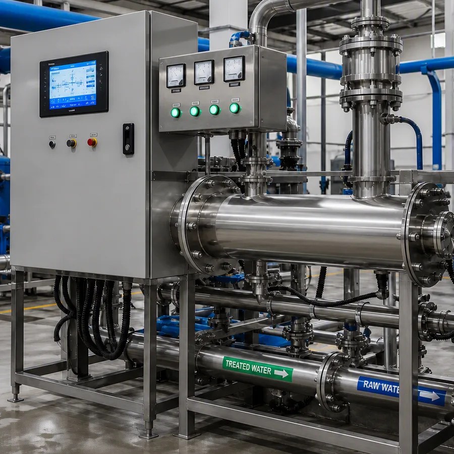 Industrial processing machinery with control panel