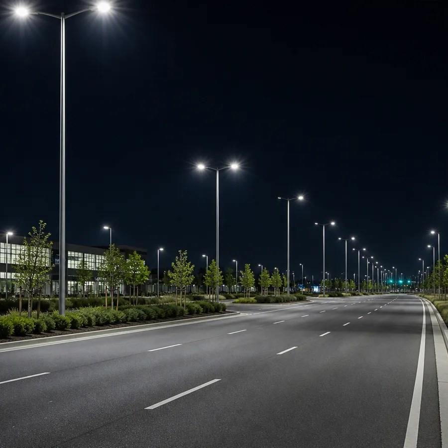 Commercial street lighting at night