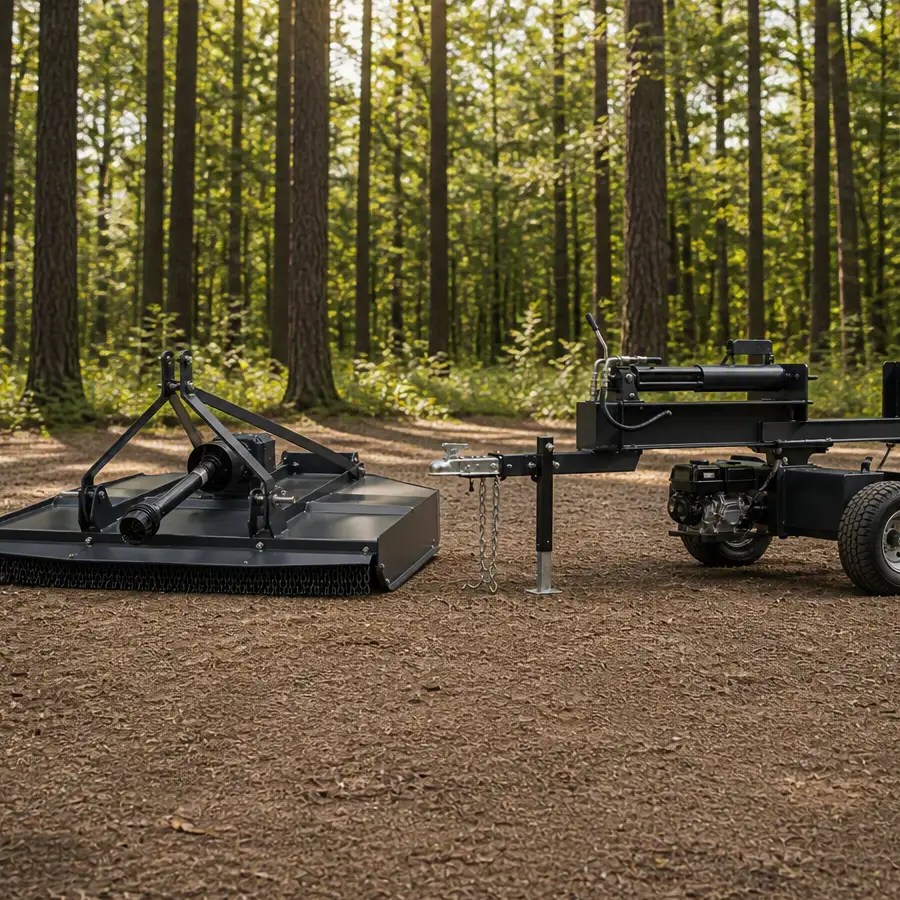 Forestry equipment in a wooded area