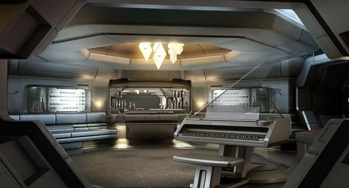 An octagonal room, because everyone loves living in a space where the walls aren't square. This is an interior concept for Prometheus, by Ben Proctor.