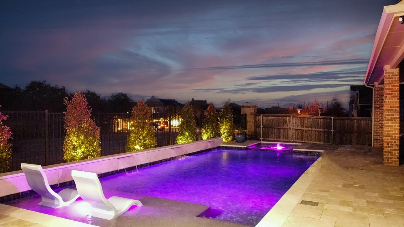 Weisz Selection - purple pool lights at night