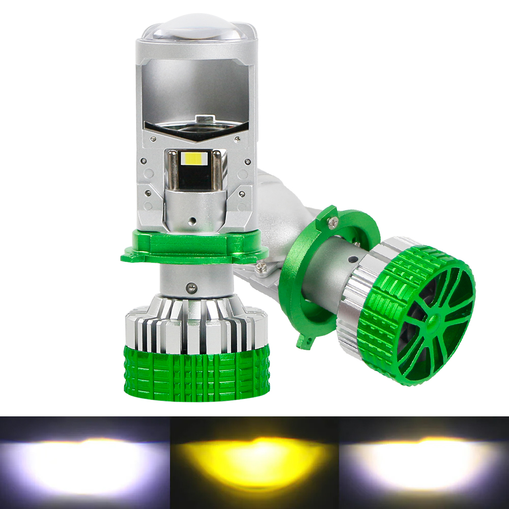 T90 Tricolor Series | Tri-color 6000K 4300K 3000K High Low Beam LED Projector Lens Headlight Bulbs