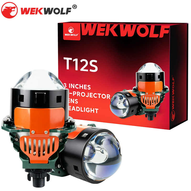 T12S | Headlight projector lens Non-destructive installation Low beam 70W/bulb High beam 80W/bulb Dual beam with enhanced spotlight 6000K  blue lens  3 inches