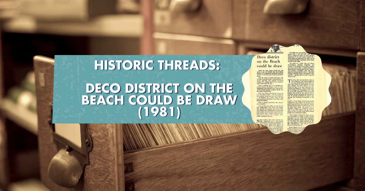 Deco district on the Beach could be draw (1981)