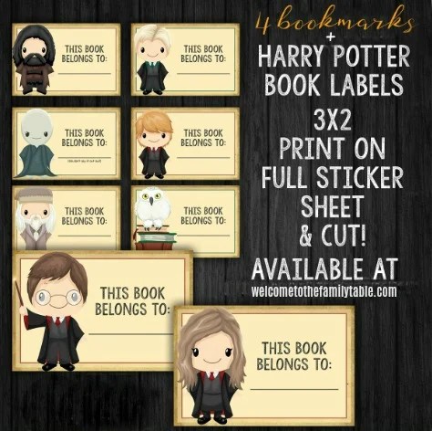 printable harry potter bookmarks book labels welcome to the family table