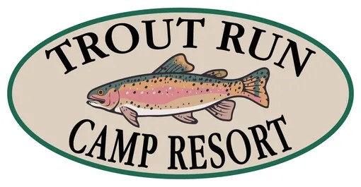 Trout in the center of a circle labeled Trout Run Camp Resort