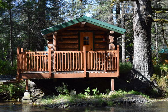 A block away from salmon bake exit . Trapper Cabin | Alaskan Vacation Cabins |Alaska Creekside