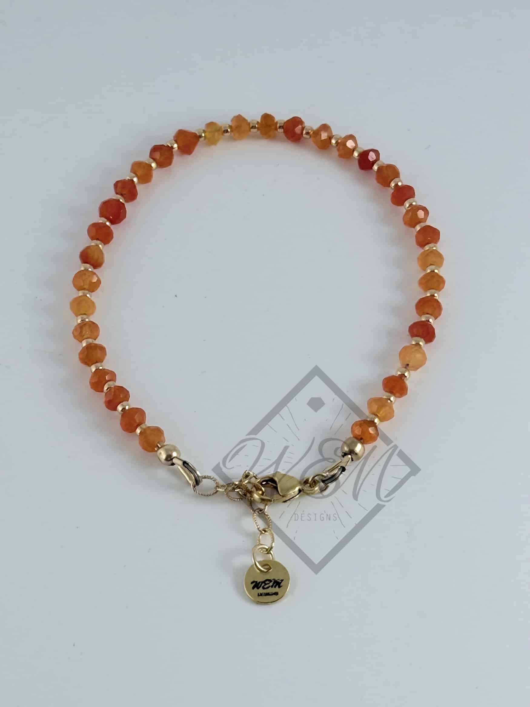 Multi-Color Carnelian 14K Yellow Gold Filled Bracelet
