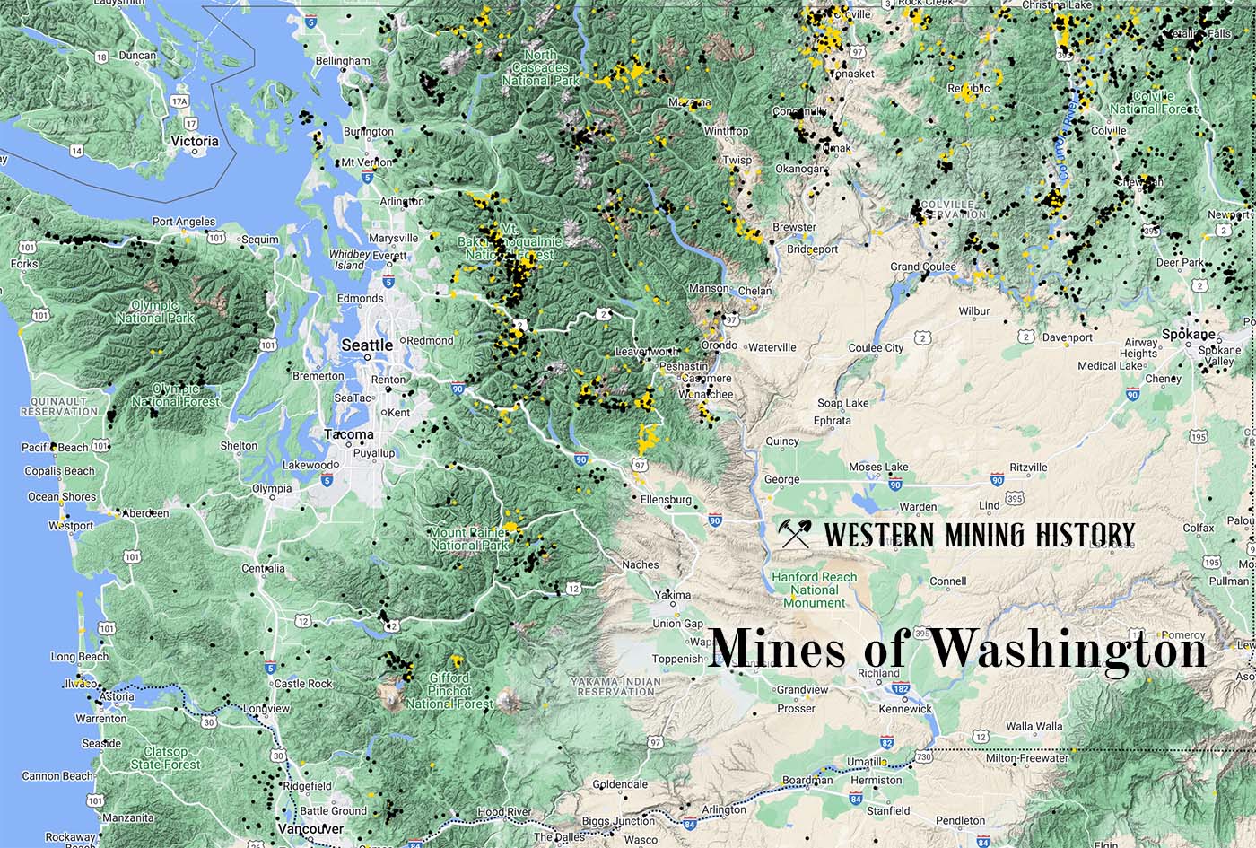 Washington State Mines Maps Washington Mining Mines Mine Owners And Washington All Mines Map 