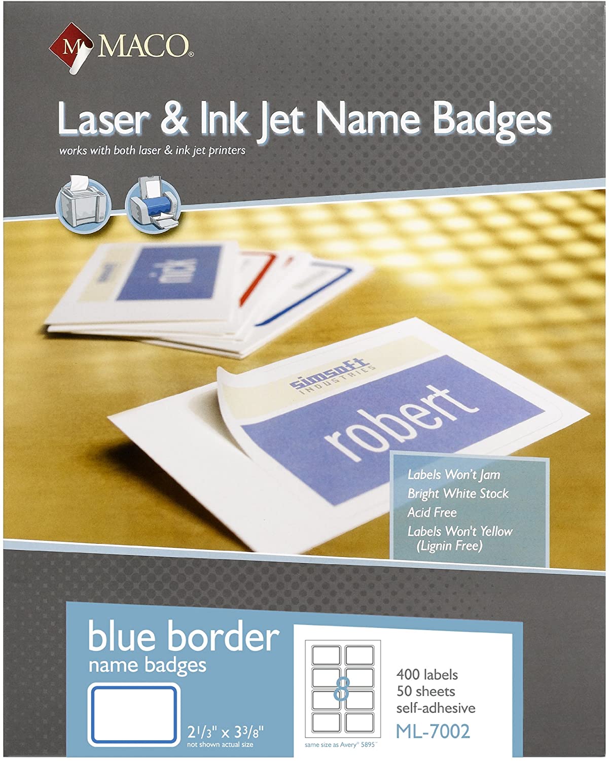 LASER LABEL BLUE 2 1/3 X 3 3/8