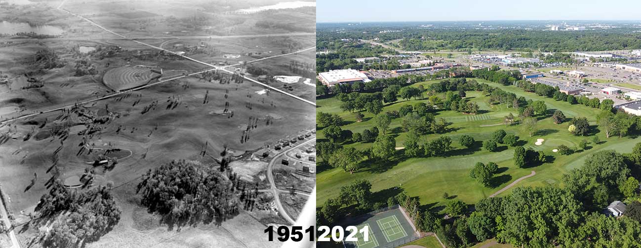 Aerial view of the Southview Country Club in West St. Paul in 1951 and 2021