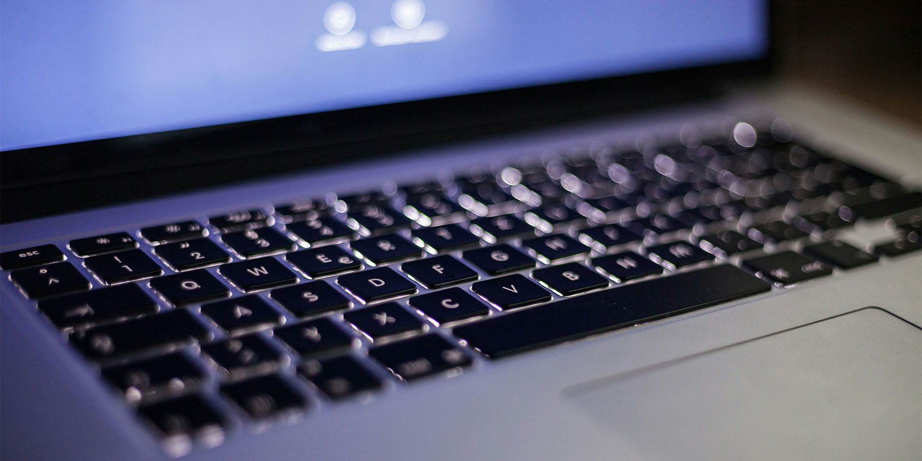 Laptop keyboard and screen.