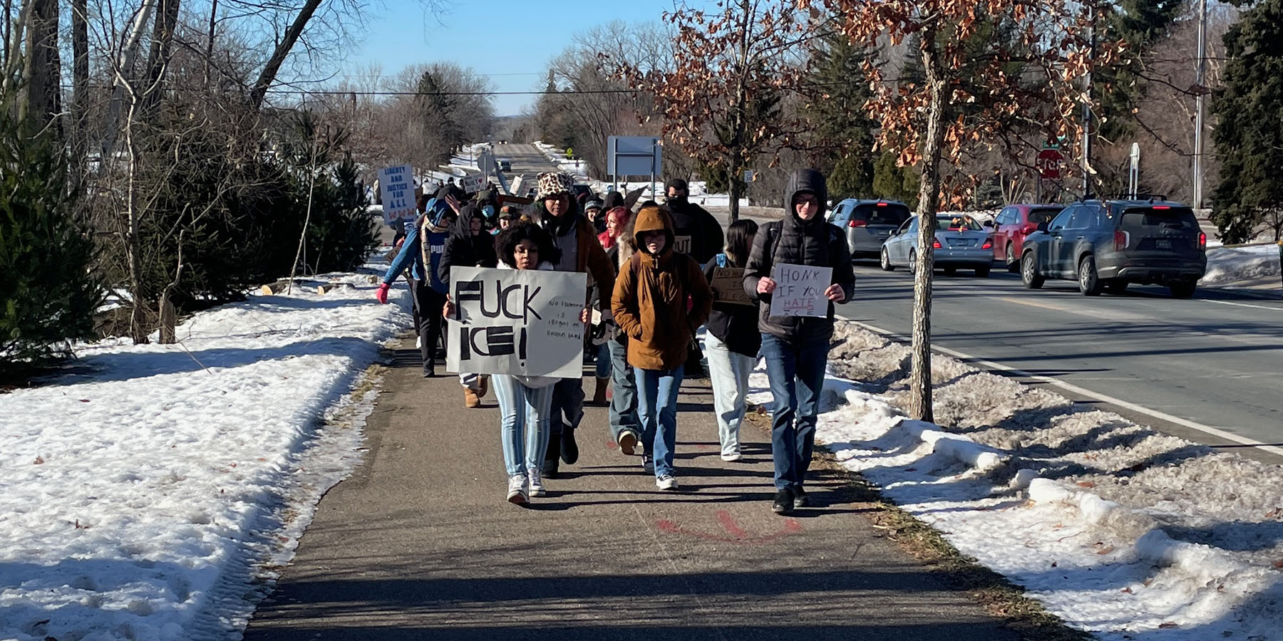 Two Rivers students protest against ICE.