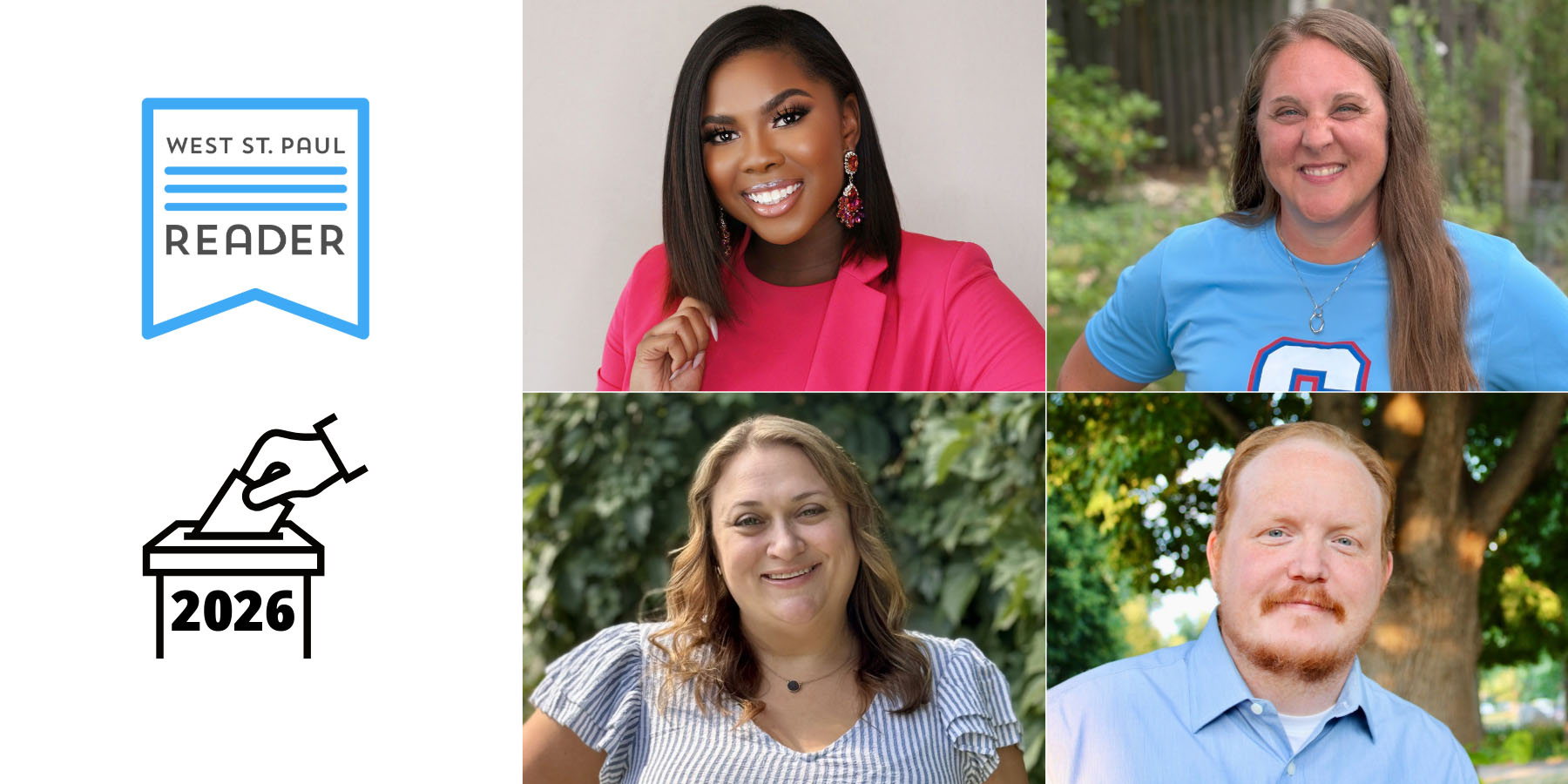 Candidates for Inver Grove Heights School Board: Shana Dukes, Sarah Larsen, Amy Reynertson, and Michael Wakefield.