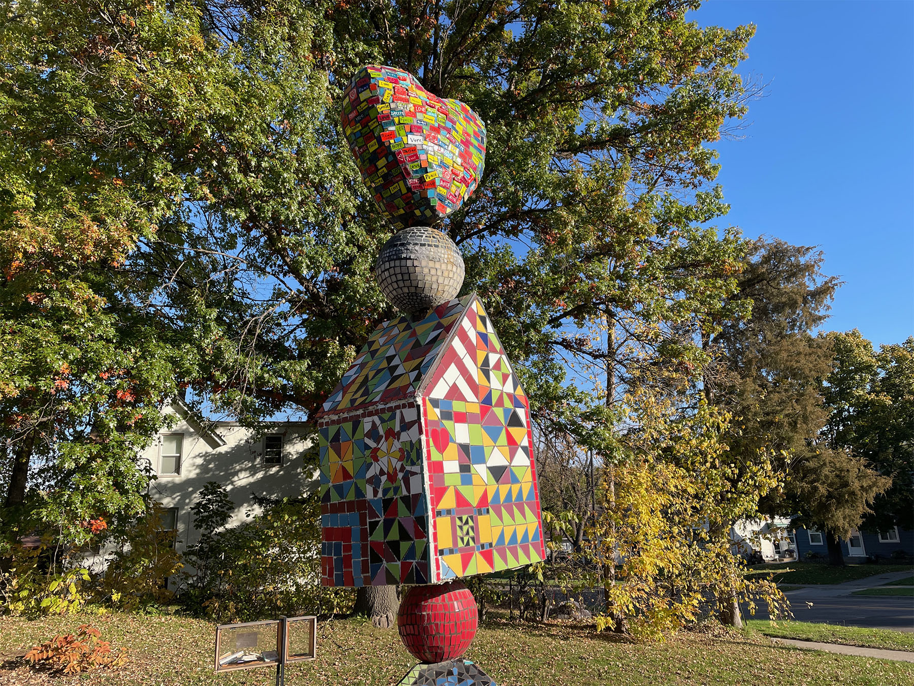 Mosaic sculpture in West St. Paul's Art Park.