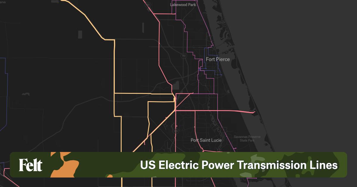 US Electric Power Lines In St Lucie County Florida 2630ca 