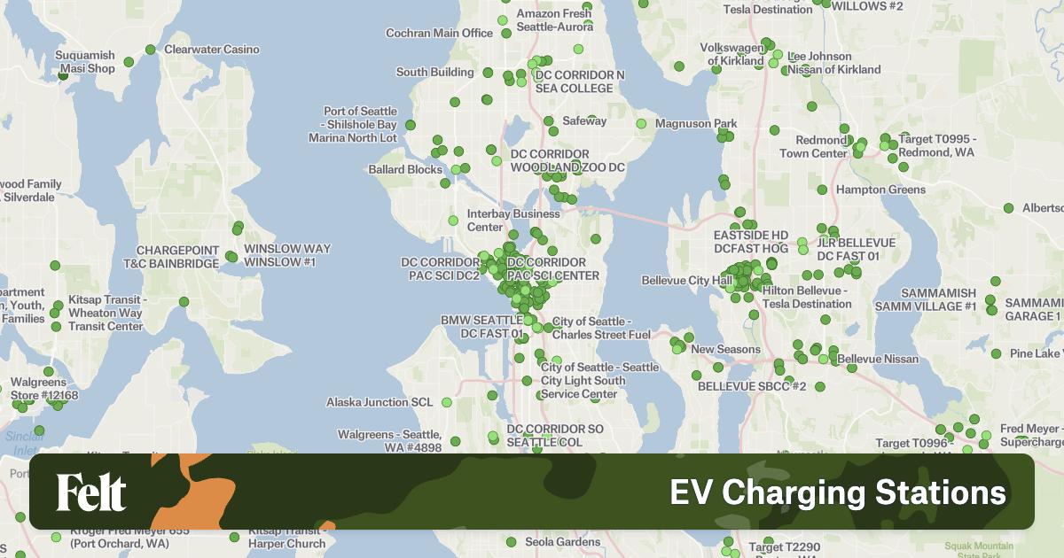 Electric Vehicle Charging Stations In The City Of Seattle Washington 2630ca 