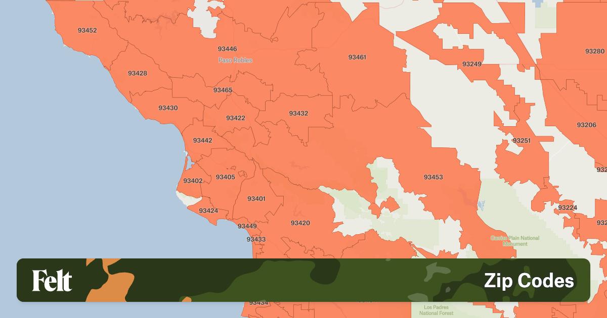 ZIP Codes In San Luis Obispo County California 2630ca 