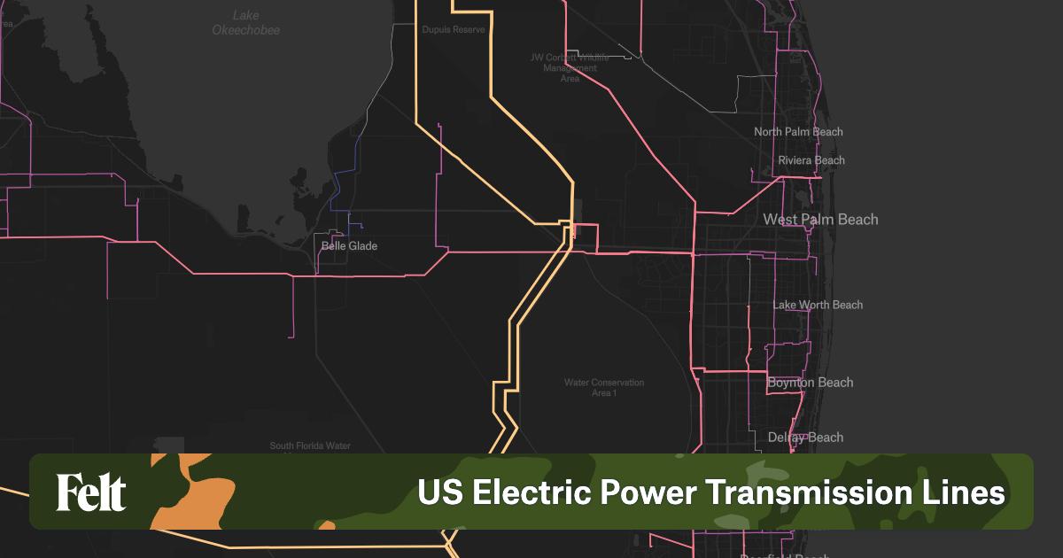 US Electric Power Lines In Palm Beach County Florida 2630ca 