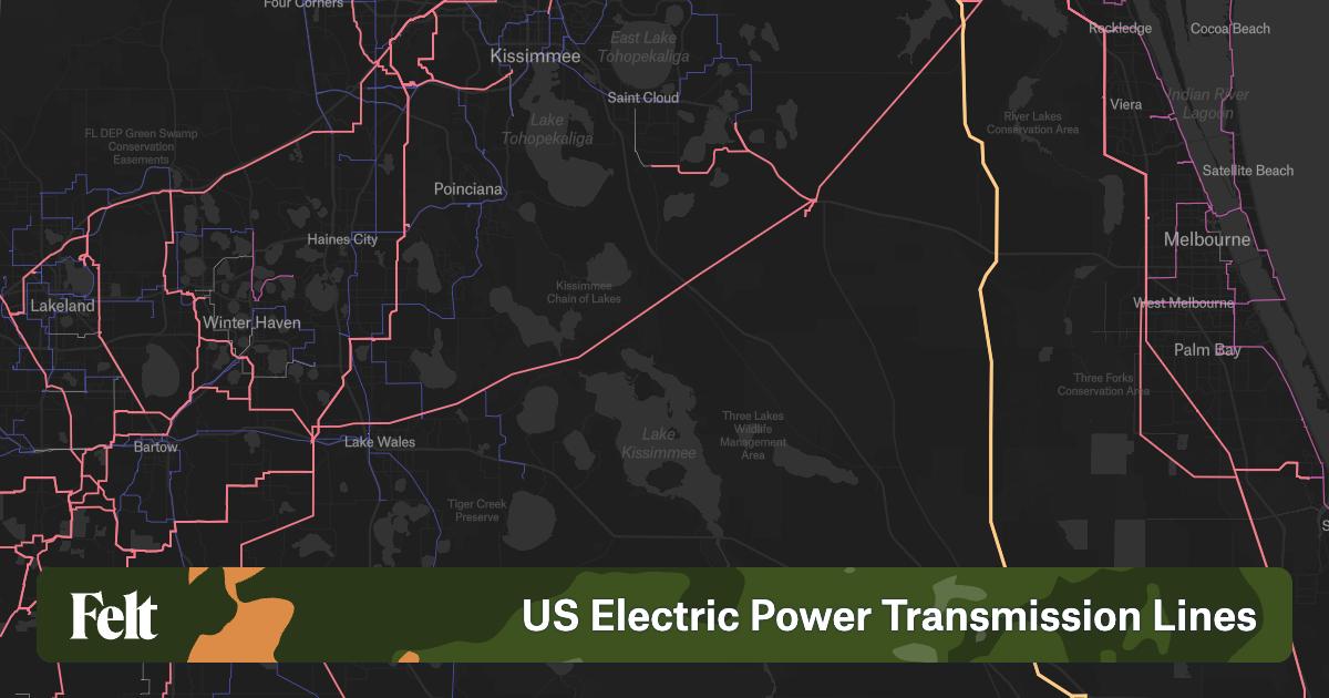 US Electric Power Lines In Osceola County Florida 2630ca 