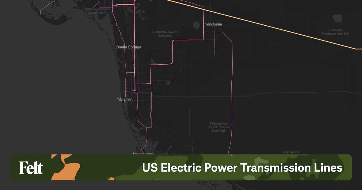 US Electric Power Lines In Collier County Florida 2630ca 
