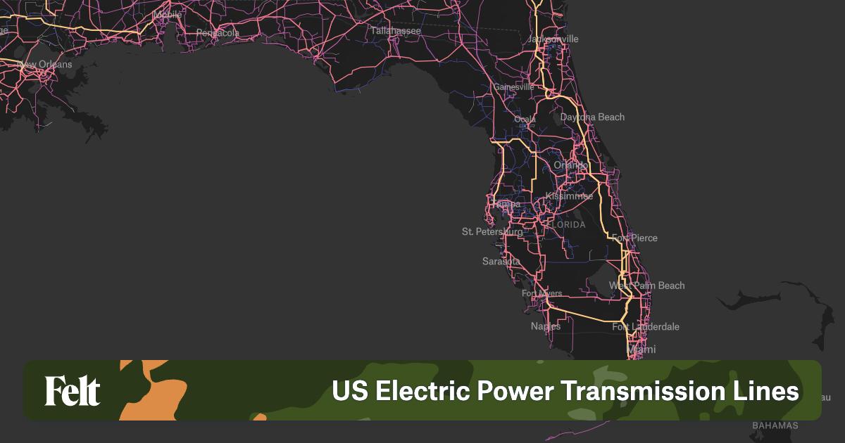 US Electric Power Lines In Florida 2630ca 