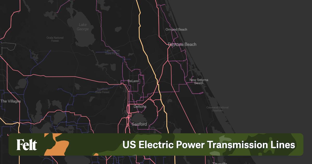 US Electric Power Lines In Volusia County Florida 2630ca 