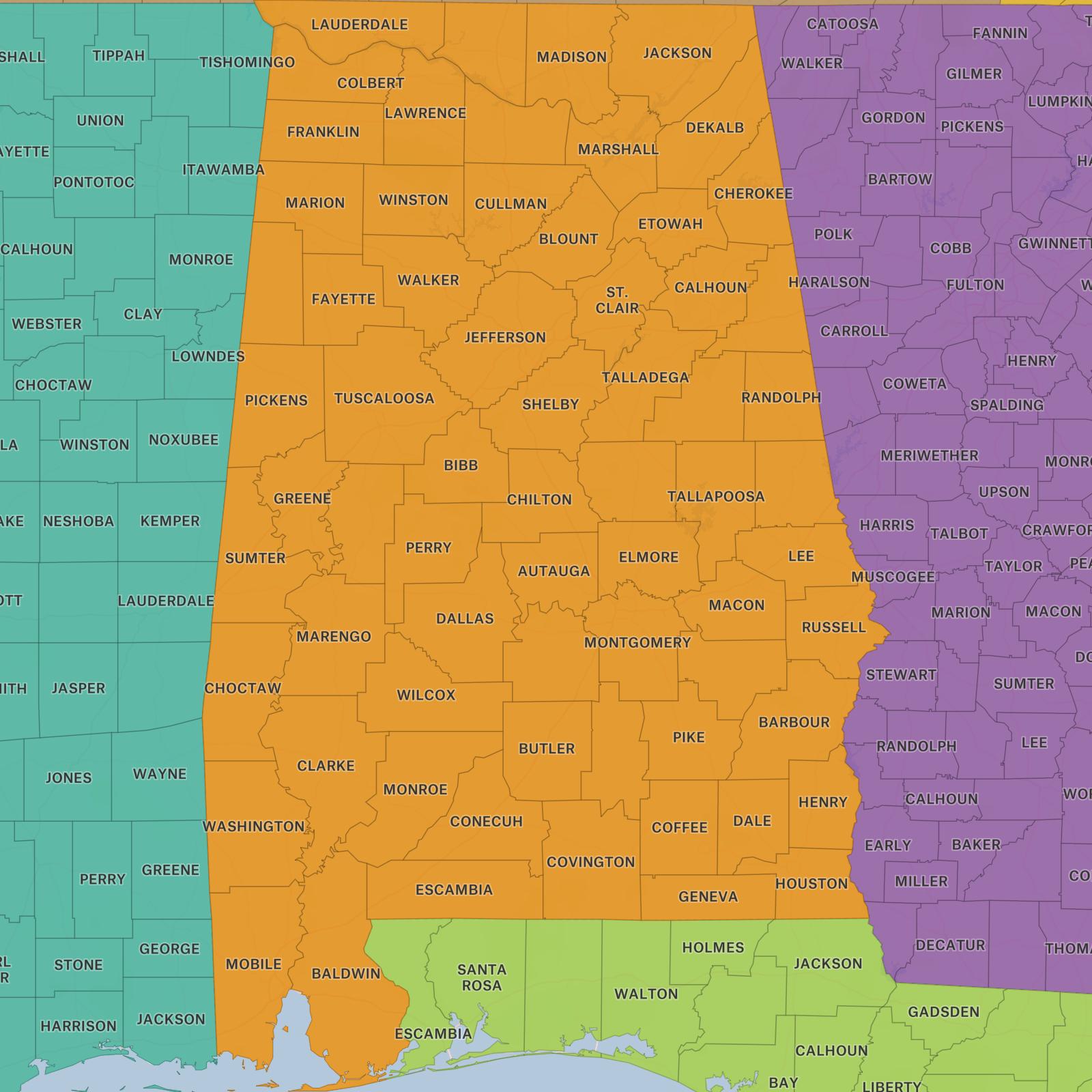 Counties In Alabama Ad0135 