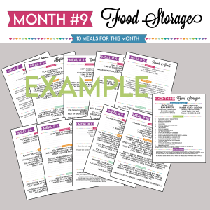 Basic Monthly Food Storage Plan: Month 9