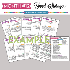 Basic Monthly Food Storage Plan: Month 12