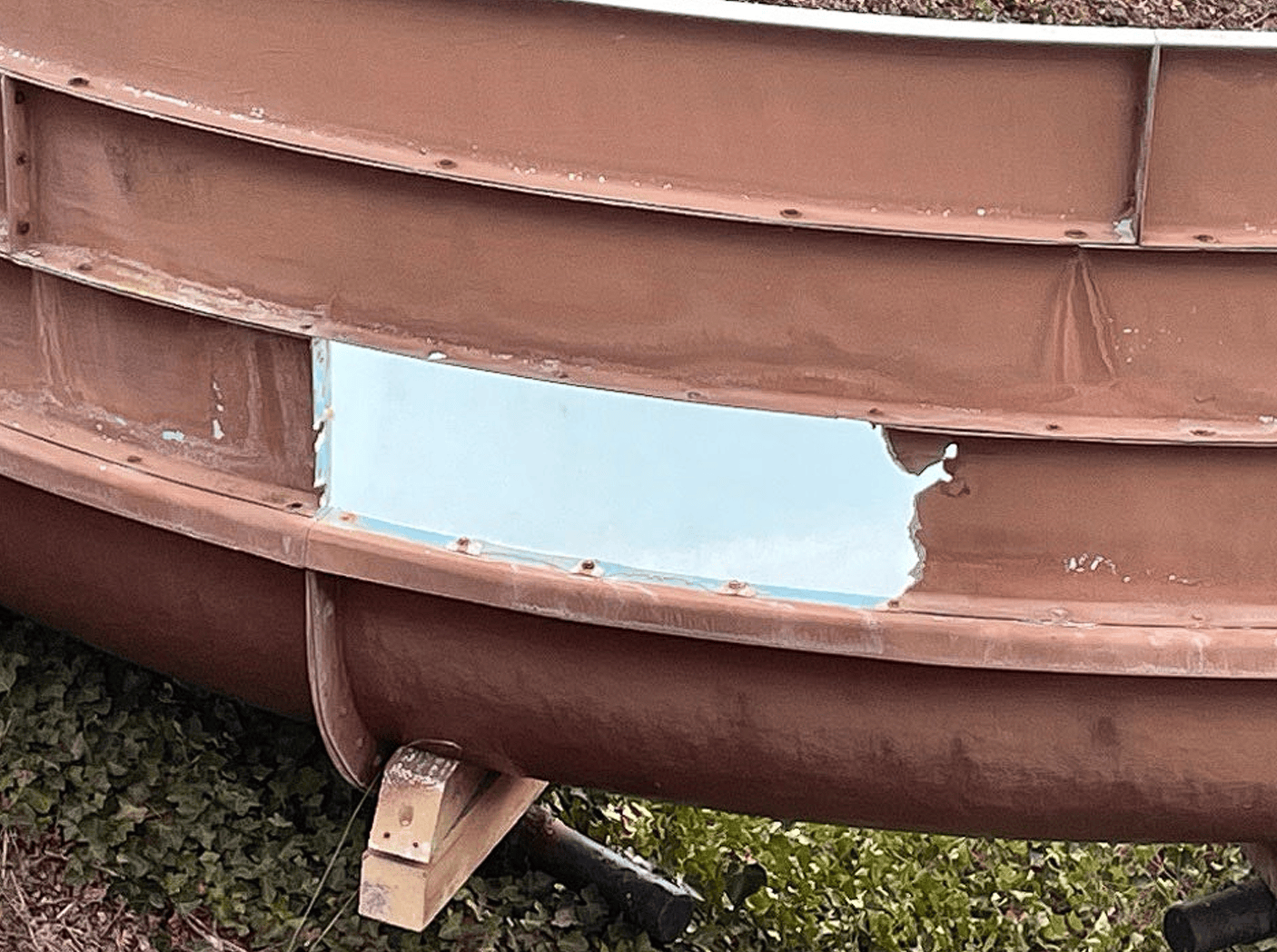 Damaged splash guard attached to water slide deck (February 2, 2024). Source: Whatcom County Health & Community Services