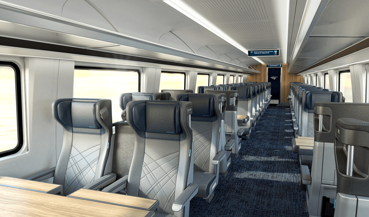 The interior of an Airo trainset scheduled to service the Amtrak Cascades route. Source: Amtrak
