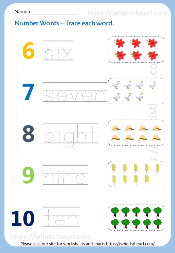 number words trace each word worksheets for 1st grade your home teacher