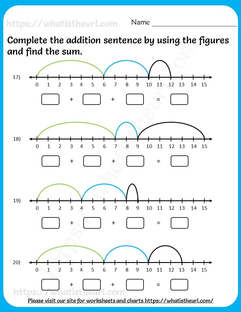 addition sentence using number line worksheets 6 your home teacher