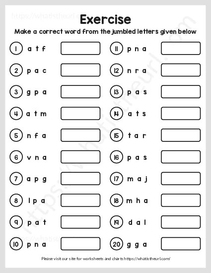 Cvc a words worksheet