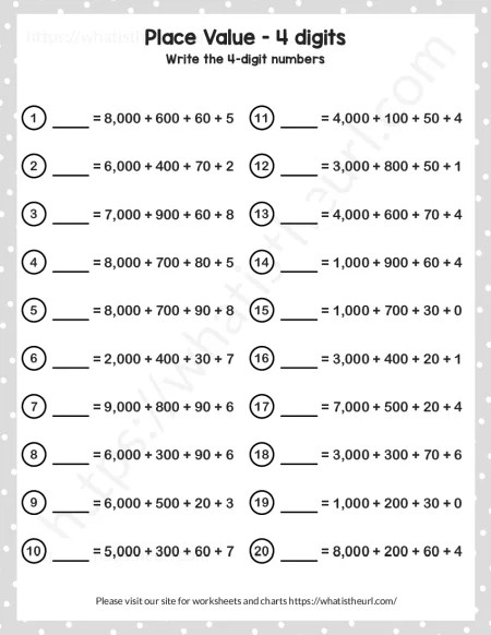 place value 4 digits write the 4 digit numbers exercise 6 your home teacher