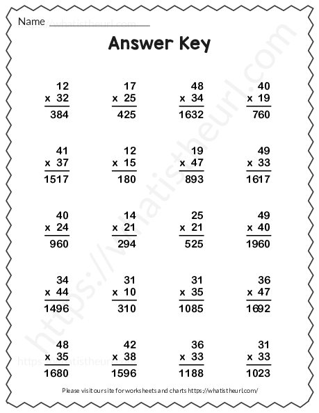 double digit multiplication worksheet with answer key exercise 14 your home teacher