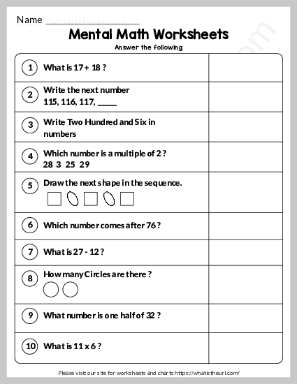mental math worksheet for grade 1 exercise 15 your home teacher