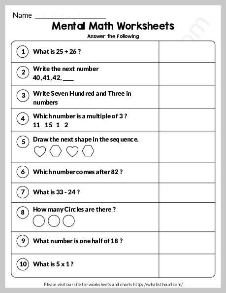 mental math worksheet for grade 1 exercise 31 4 of 4 your home teacher